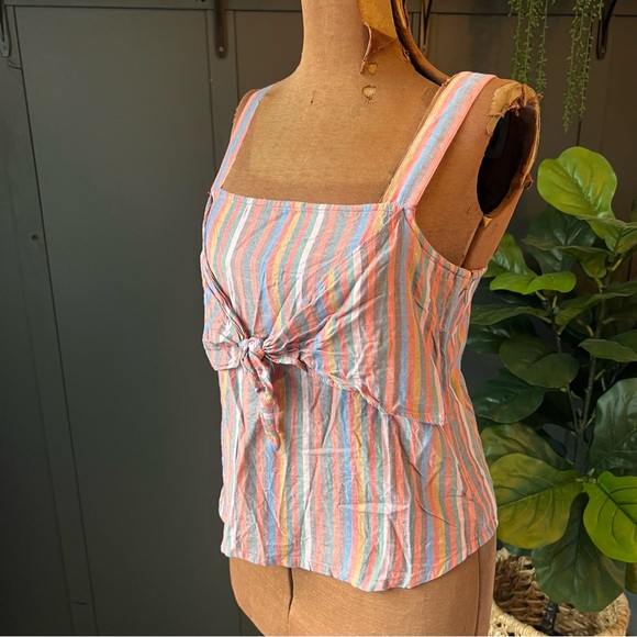 Madewell stripe tank top with bow detail style #L3050 size 4 - Picture 2 of 10